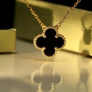 Van Cleef & Arpels Gold and Black Clover Necklace